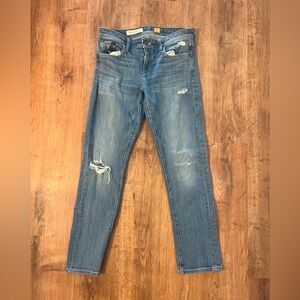 Pilcro Anthropologie Distressed Medium Blue Jeans Stretch Straight Skinny Leg 29